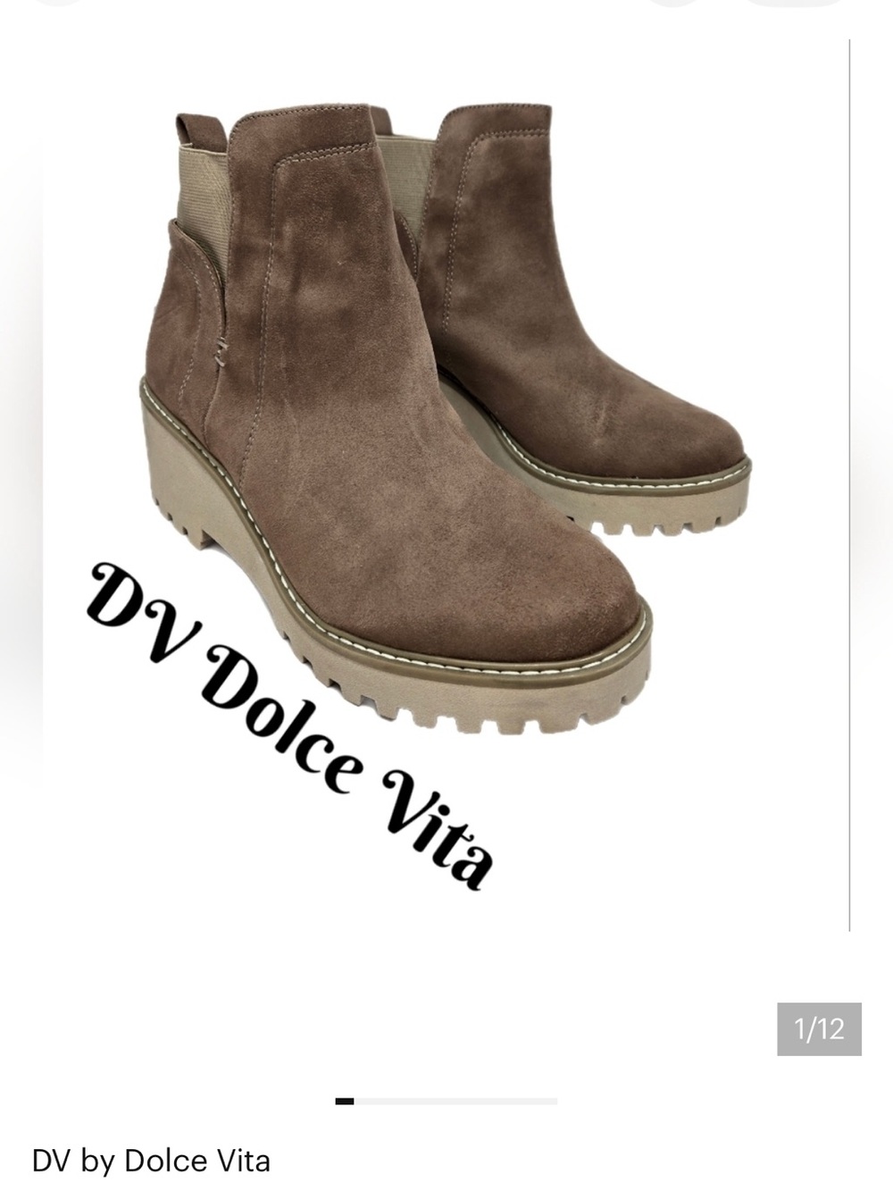 DV Dolce Vita Rielle Women's Boots Sz 9M Tan Faux Suede Chunky Sole Winter Wear